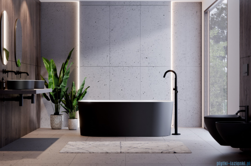 Besco Lova Matt B&amp;W 160x74cm wanna wolnostojąca Czarno/Biała + syfon klik-klak chrom #WMM-160LBKC