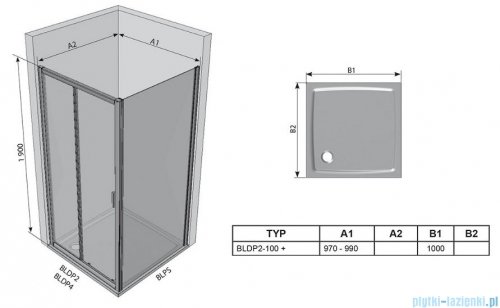 Ravak Blix BLDP2 drzwi prysznicowe 100cm białe transparent Anticalc 0PVA0100Z1