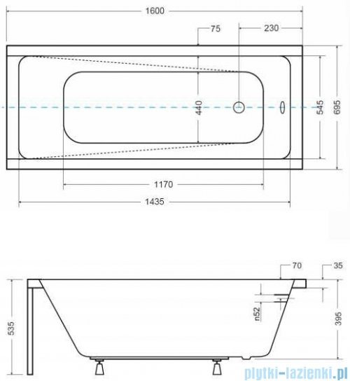 Besco Modern 160x70cm Wanna prostokątna #WAM-160-MO
