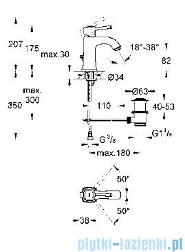 Grohe Bateria umywalkowa Grandera DN15 chrom/złoty+zestaw odpływowy 23303IG0