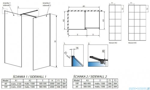 Radaway Modo New Black III kabina Walk-in 60x100x200 Frame