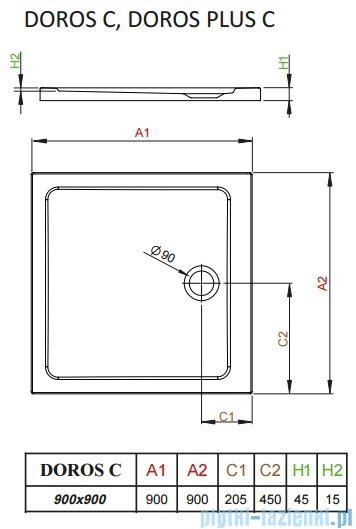 Radaway Fuenta New Kdj kabina 90x90cm lewa szkło przejrzyste + brodzik Doros C + syfon