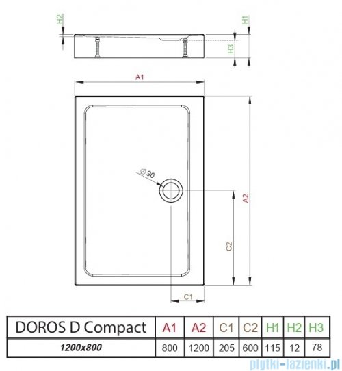 Radaway Doros D Compact Stone brodzik 120x80 kaszmirowy SDRD1280-05-84S