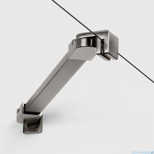 New Trendy Nesta Gunmetal Brushed 100x200 cm drzwi wnękowe prawe wspornik skośny grafit szczotkowany/szkło przejrzyste D-0932A