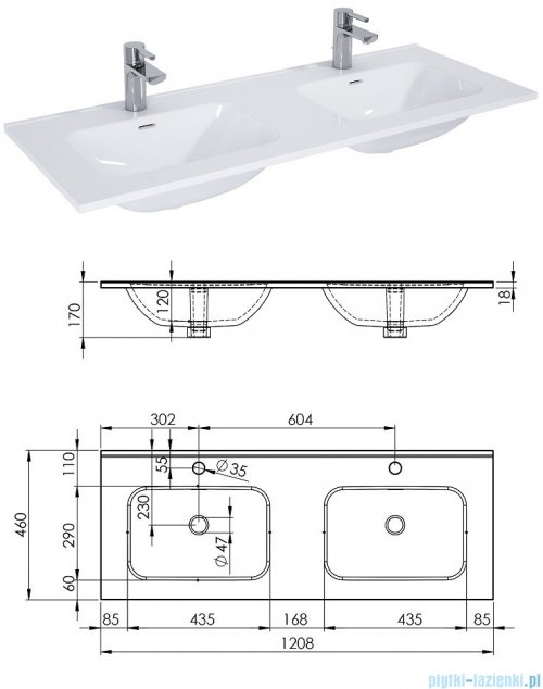 Elita Split szafka z umywalką 120x63x46cm anthracite mat 168182/145875
