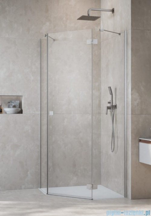 Radaway Essenza 8 Brushed Nickel Ptj kabina pięciokątna 80x100cm prawa szczotkowany nikiel 10490000-91-01R/10490500-01-01
