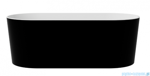 Besco Lova Matt B&amp;W 160x74cm wanna wolnostojąca Czarno/Biała + syfon klik-klak chrom #WMM-160LBKS