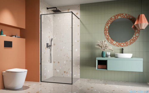 Radaway Modo F II Black kabina Walk-in 145x201cm Czarna szkło przejrzyste 10409145-54-01