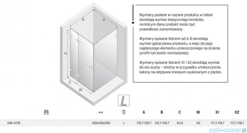 New Trendy Eventa Gold Shine kabina prysznicowa kwadratowa 120x120x200 cm lewa przejrzyste Złoty połysk EXK-4718