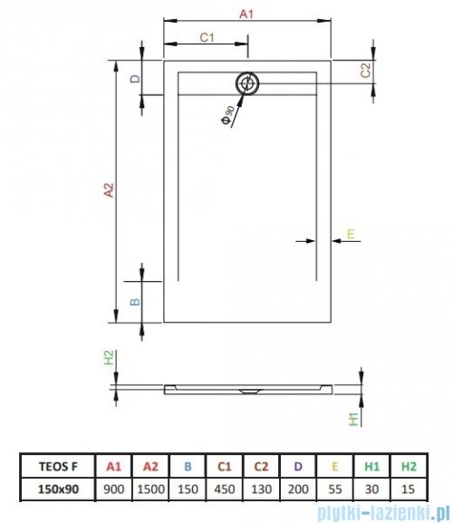 Radaway Teos F brodzik 150x90cm czarny HTF15090-54