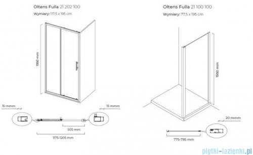 Oltens Fulla kabina prysznicowa prostokątna szkło przejrzyste 120x80cm 20203100
