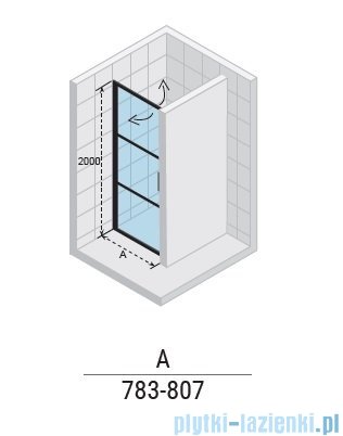 Riho Grid GB101 drzwi prysznicowe 80x200cm czarne G004001121