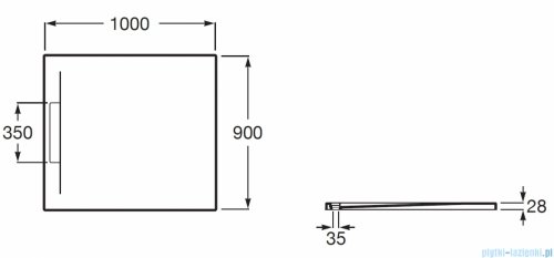Roca Pyros 100x90cm brodzik prostokątny kompozyt Stonex perłowy AP9013E838403630