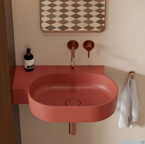 Omnires Ovo M+ umywalka nablatowa/wisząca lewa 64x44 cm terracotta mat OVO645UWLTE