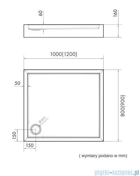 Schedpol Schedline Favory Plus brodzik prostokątny 100x80x16cm Black Stone  3ST.F1P-80100/C/ST