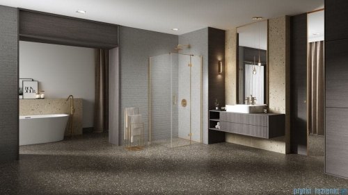 New Trendy Nesta Gold Brushed kabina 120x120x200 cm prawa wspornik równoległy złoto szczotkowane/szkło przejrzyste K-4459