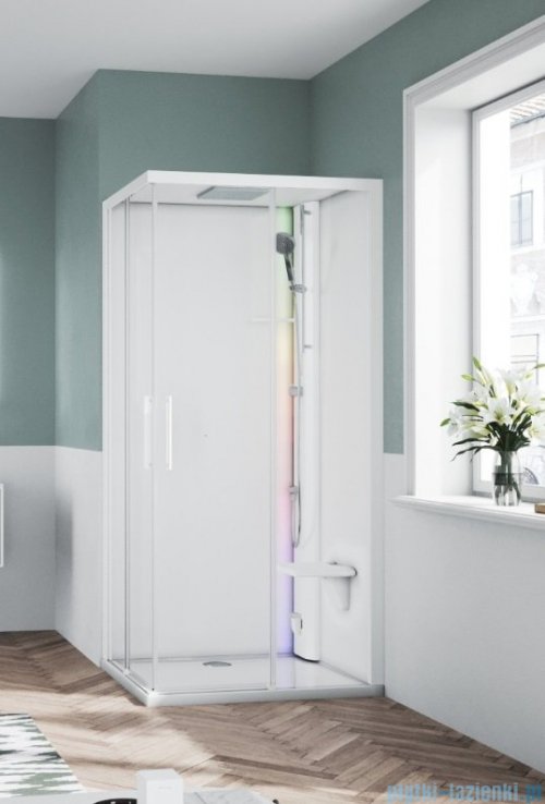 Novellini Glax 1 2.0 kabina z sauna parową 100x100 biała G21A100T5-1UU