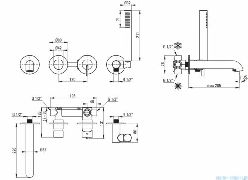 Deante SILIA Bateria wannowa 4-otworowa podtynkowa chrom BQS_018P