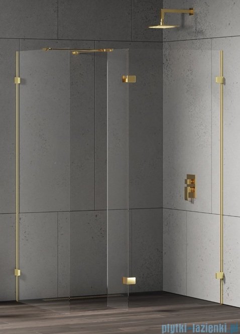 New Trendy Eventa Gold Shine kabina walk-in 100x100x200 cm z dodatkową ścianką przejrzyste EXK-4888/EXK-4866