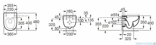Roca Meridian Compacto Rimless miska wc podwieszana SUPERGLAZE A346244S00