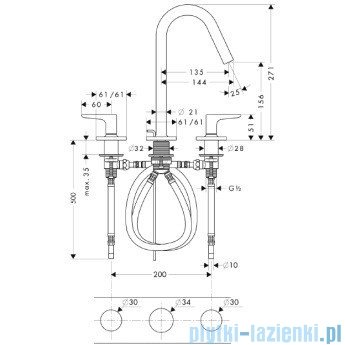 Hansgrohe Axor Citterio M 3-otworowa bateria umywalkowa 34133000