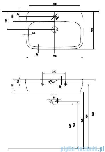 Koło Style Umywalka 70cm z otworem L21970000