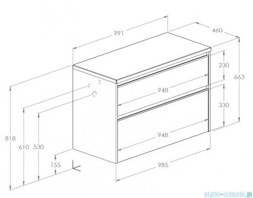 Roca Gap Pro szafka 99x46x66 CZARNY MAT A857901532