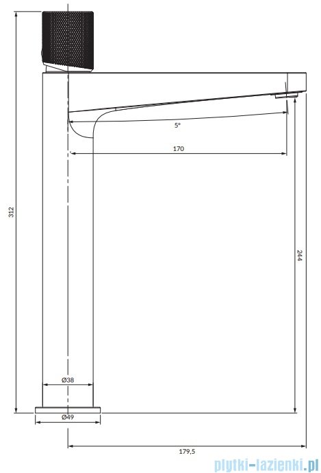 Omnires Contour bateria umywalkowa wysoka miedź szczotkowana CT8012CPB