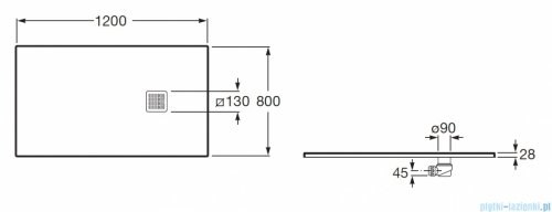 Roca Terran 120x80cm brodzik prostokątny konglomeratowy Perłowy AP1014B032001630