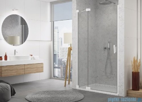 SanSwiss Cadura White Line drzwi wahadłowe 100cm jednoczęściowe lewe z polem stałym biały mat CA13G1000907