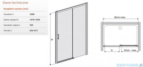 Sanplast Free Zone drzwi przesuwne D2P/FREEZONE 150x190 cm prawa przejrzyste 600-271-3220-38-401