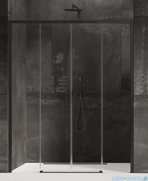 New Trendy Prime Black drzwi wnękowe podwójne 180x200 cm przejrzyste D-0345A