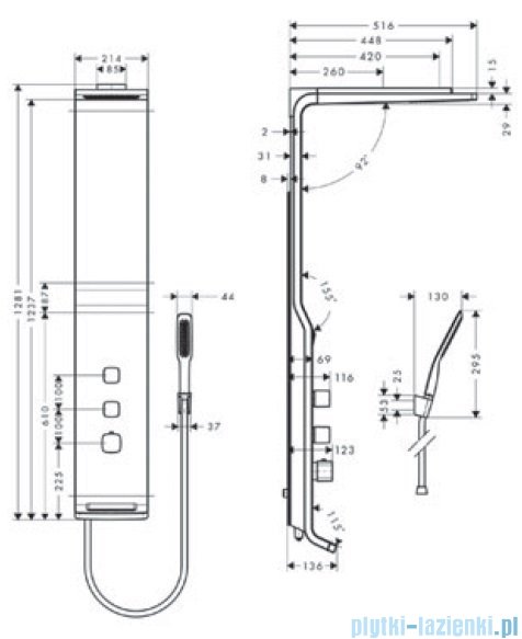 Hansgrohe Panel prysznicowy Raindance Lift 180 2jet DN15 27008000
