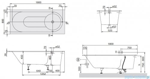 Villeroy&amp;Boch Libra Wanna Prostokątna 180x80   UBQ180LIB2V-01