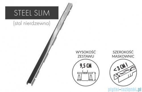 Schedpol Slim Lux odpływ liniowy z maskownicą Steel Slim 60x3,5x9,5cm OLSL60/SLX