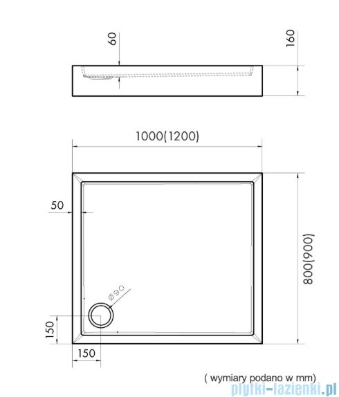 Schedpol Schedline Favory Plus brodzik prostokątny 120x90x16cm Czarny Mat 3ST.F1P-90120/C/MG