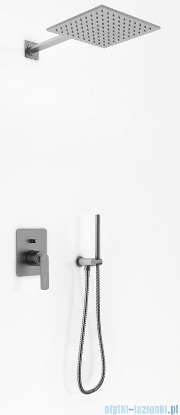 Kohlman Experience Gray zestaw prysznicowy z deszczownicą kwadratową 25x25 cm szczotkowany grafit QW210EGQ25