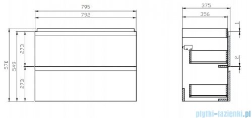 Cersanit Moduo Slim szafka wisząca 80x37x57 cm biała S929-002