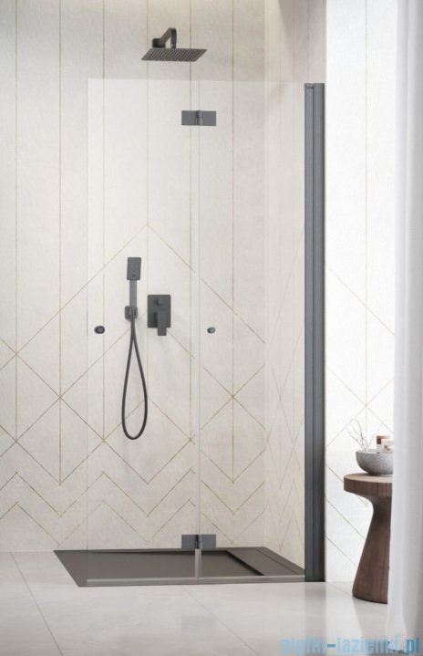 Radaway Nes 6 Brushed GunMetal KDD B kabina walk-in 90cm prawa szczotkowany grafit szkło przejrzyste 10024090-92-01R