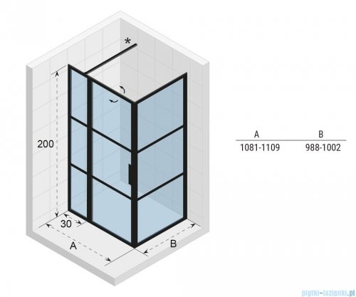 Riho Grid GB203 kabina prysznicowa 110x100cm czarna G004018121