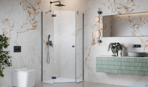 Radaway Essenza Brushed GunMetal Ptj kabina pięciokątna 100x80cm lewa szczotkowany grafit szkło przejrzyste 1385010-92-01L/1385055-01-01