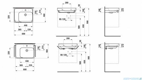 Laufen Meda umywalka ścienna 60x46cm grafitowy mat H8181127581041