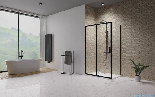 Radaway Premium Pro Black Kdj kabina 140x90cm lewa czarny mat/szkło przejrzyste 1015140-54-01L/1016090-54-01