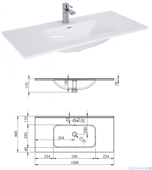 Elita Look szafka z umywalką 100x63x45cm czarny mat 168107/145855