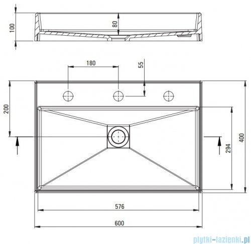 Deante Correo umywalka nablatowa granitowa 60x40 cm szary metalik CQR SU6S