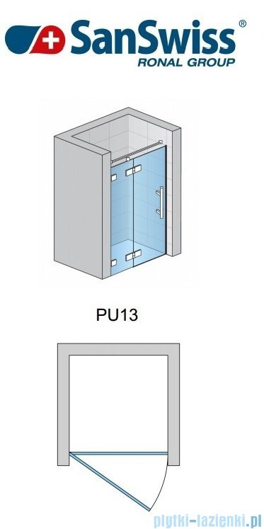 SanSwiss Pur PU13P Drzwi 1-częściowe 90cm profil chrom szkło przejrzyste Lewe PU13PG0901007