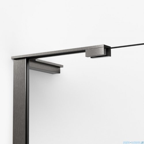 New Trendy Nesta Gunmetal Brushed parawan nawannowy ze wspornikiem kątowym 120x150 cm lewy grafit szczotkowany/szkło przejrzyste P-0261-WL