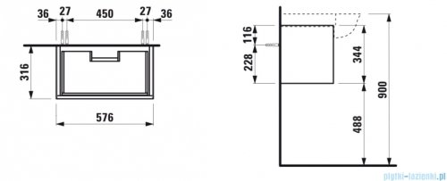 Laufen THE NEW CLASSIC szafka pod umywalkę 57x31cm Szary Traffic Mat H4060310856271