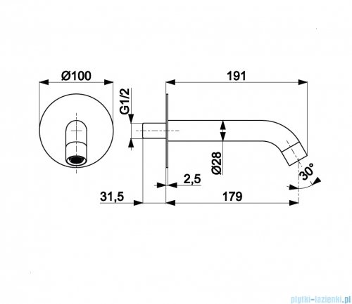 KFA MOZA ROSE GOLD wylot wannowy podtynkowy miedź szczotkowana 836-004-34