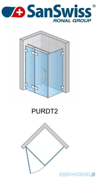 SanSwiss Pur PURDT2 Ścianka boczna 100-160cm profil chrom szkło Efekt lustrzany PURDT2SM41053 